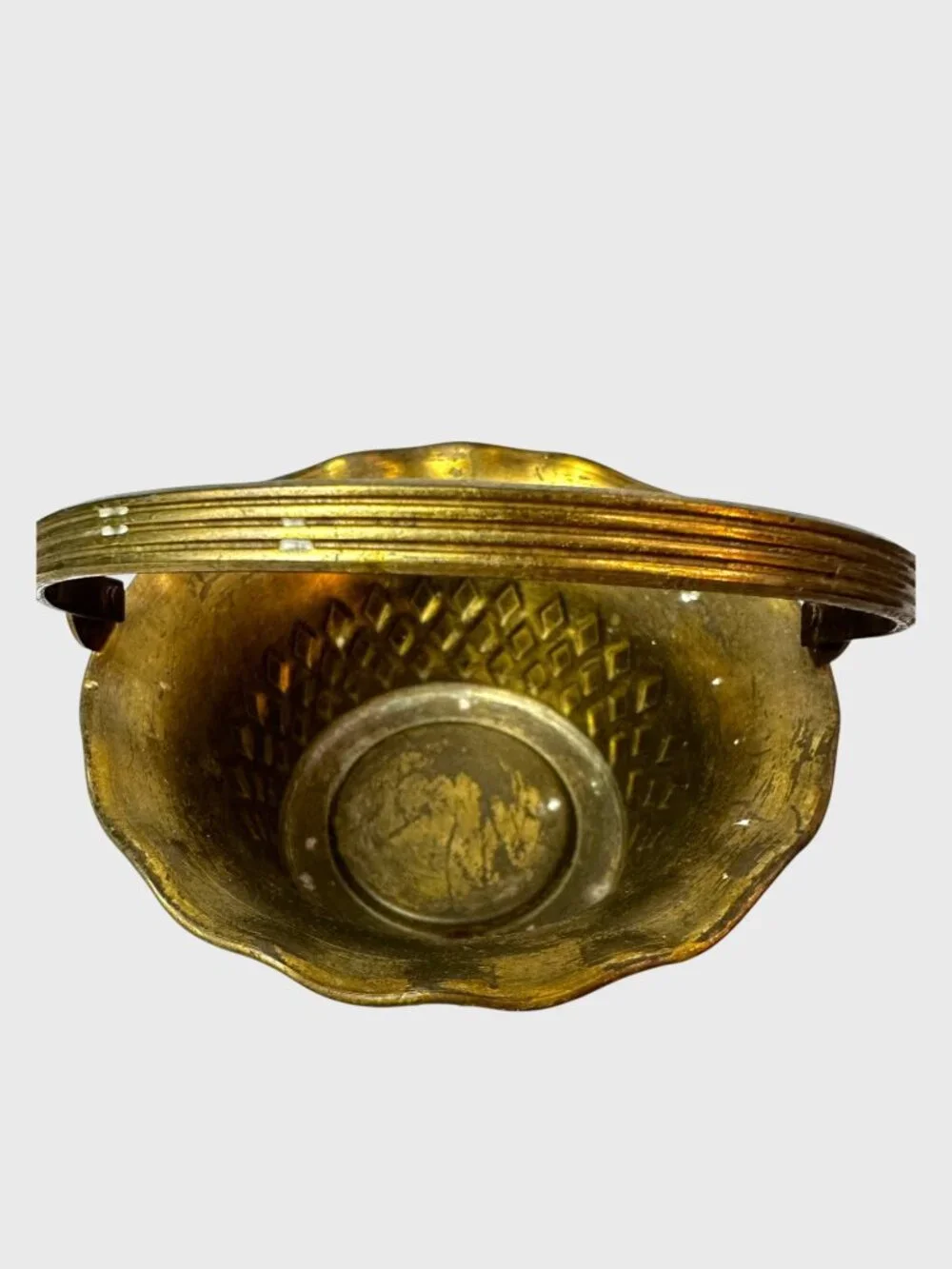 Solid Brass Decorative Basket Set With Handles - Made In India - Vintage Texture